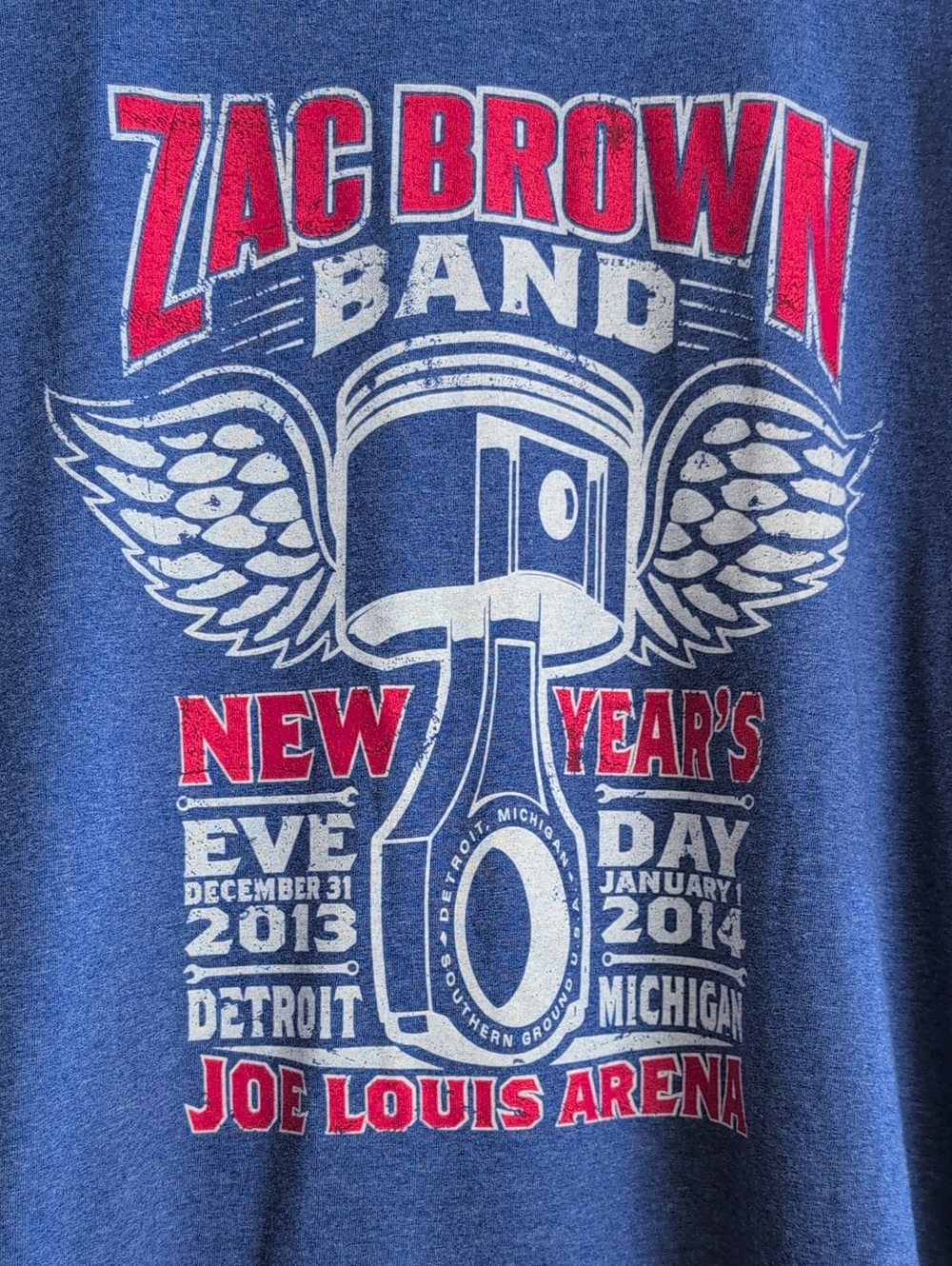 Zac Brown Band Merch New Year's 2014 Tour Tee - Blue Size XXL - Picture 2 of 5